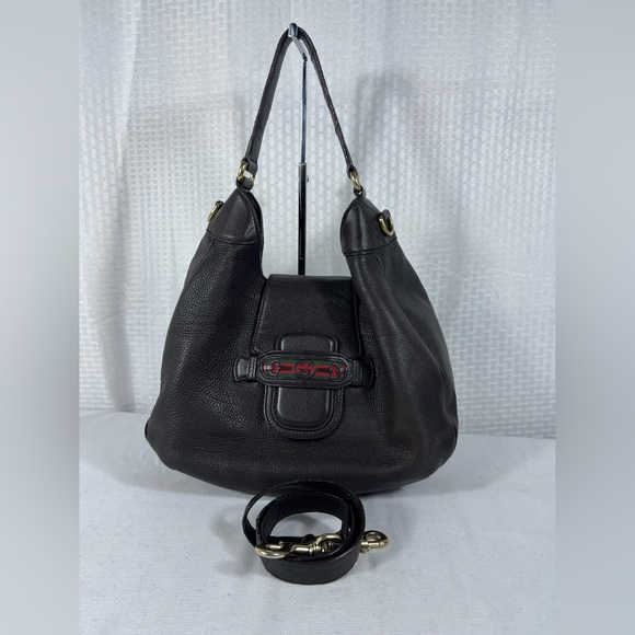 Gucci Handbags - Gucci Dark Chocolate Brown Pebbled Leather Jackie Web Hobo Bag – Made in Italy